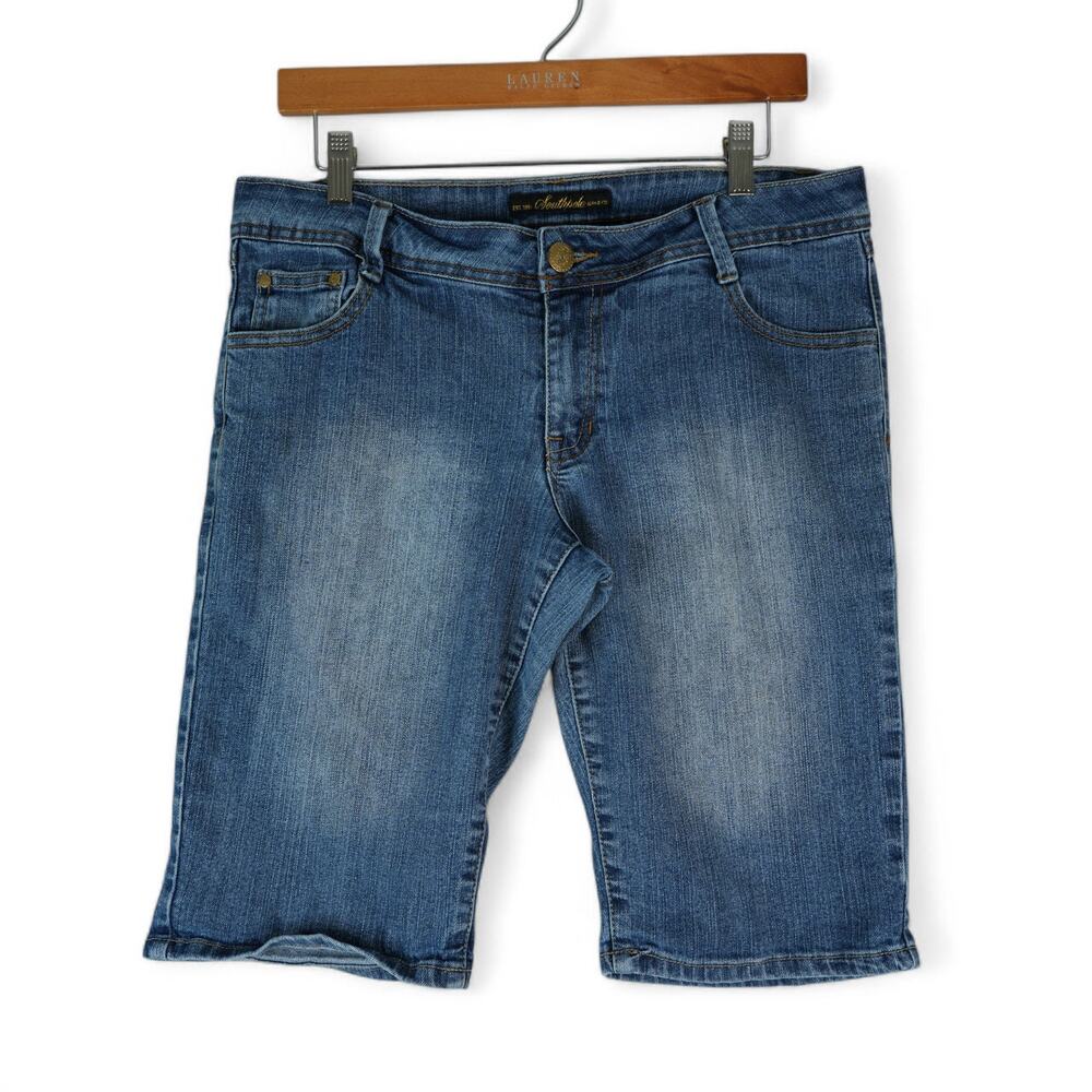 Southpole Shorts Womens Juniors 13 (33x12) Blue Stretch Denim Bermuda Y2K